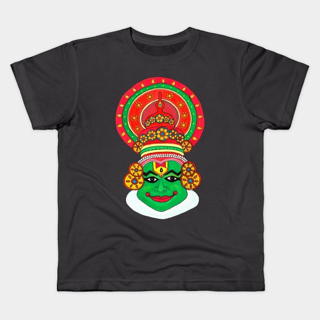 Kathak dancer face Kids T-Shirt by HariniArts